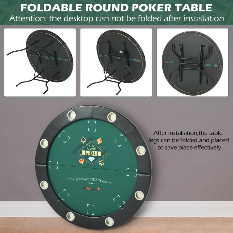 Kulamoon 48'' 8 Player Foldable Poker Table Wayfair